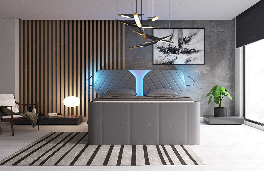 Boxspringbett Nizza mit LED, Schubladen, Matratze und Topper