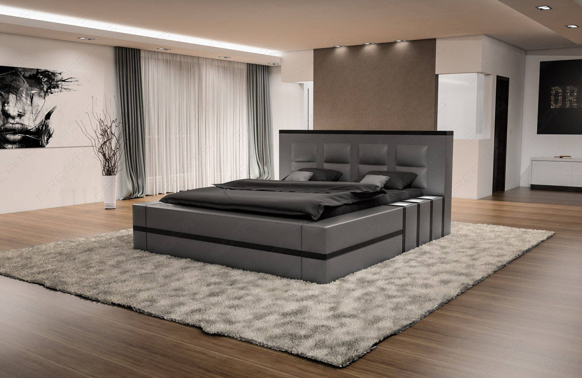 Wasserbett Asti Komplett-Set – Schlafkomfort pur Grau-Schwarz