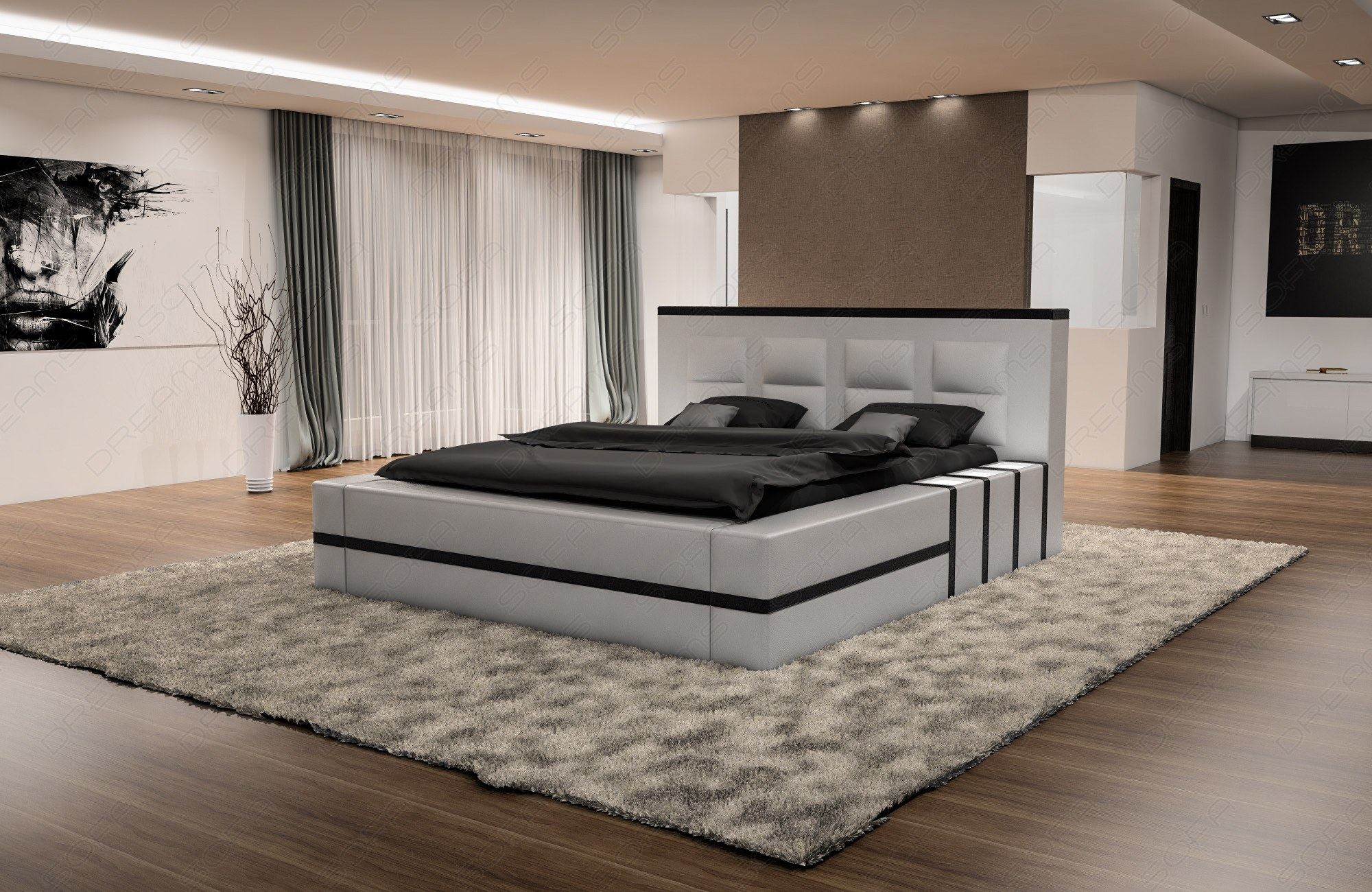 Wasserbett Asti Weiß/Schwarz 180x200 cm