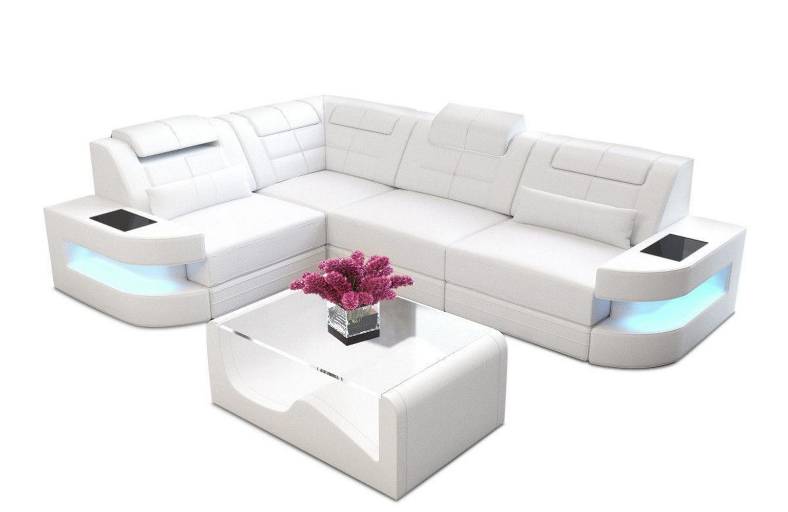 Designersofa Como L-Form – Leder & Luxus weiß