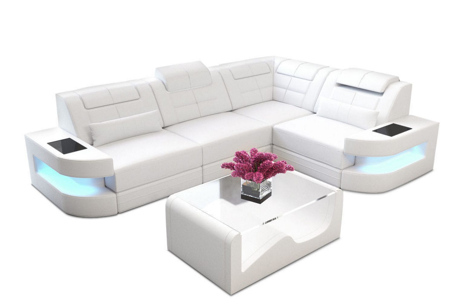 Designersofa Como L-Form – Leder & Luxus weiß