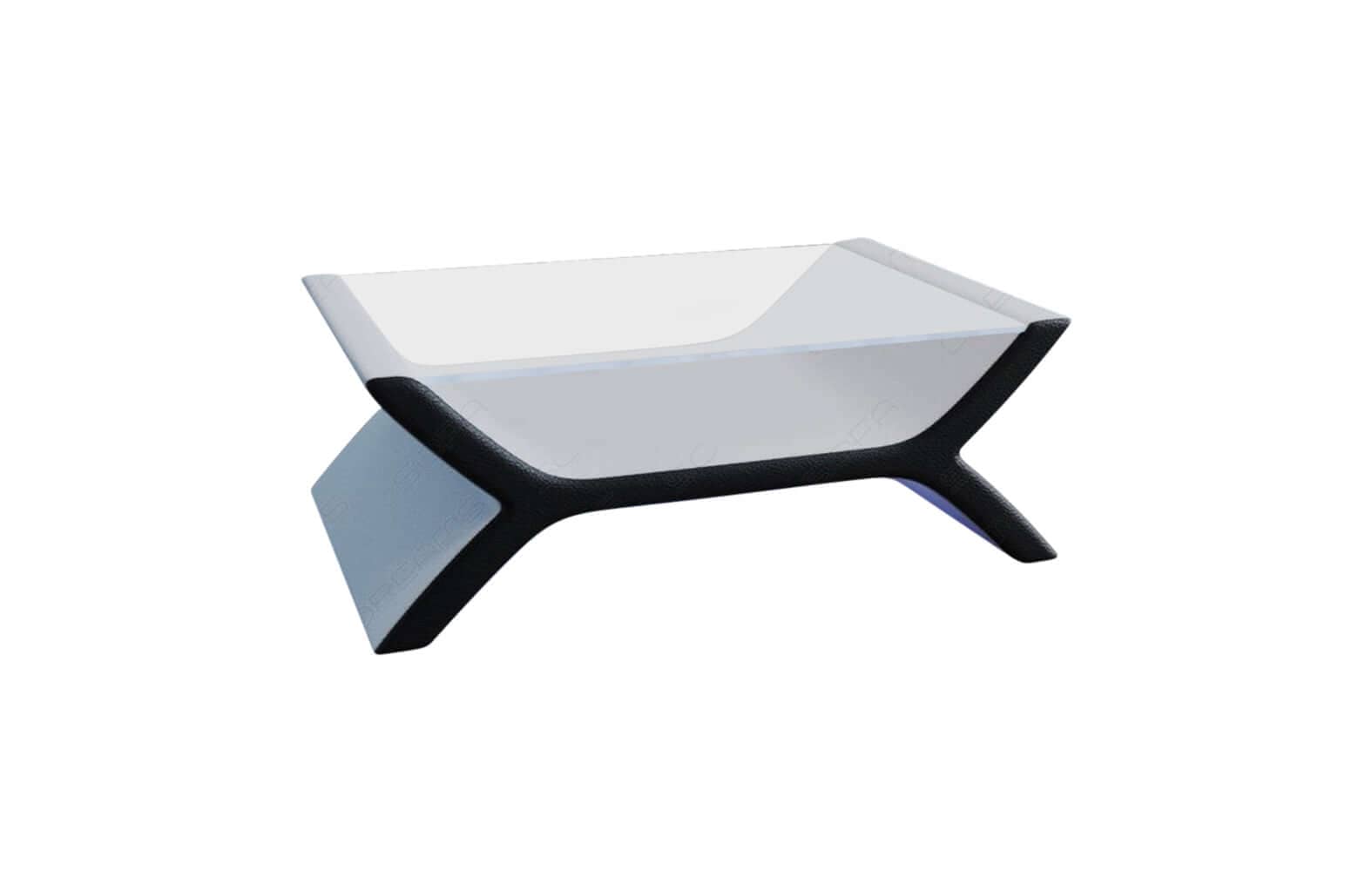 Couchtisch Calabria – Leder Design Weiß-Schwarz