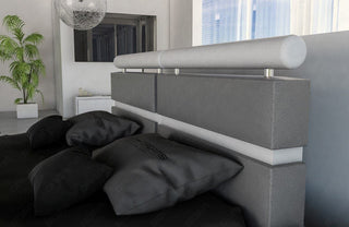 Wasserbett Venedig mit LED und runden Kopfpolstern Grau-Weiß