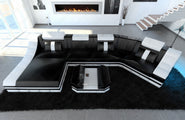 Mini Luxus Wohnlandschaft Turino C-Form mit LED