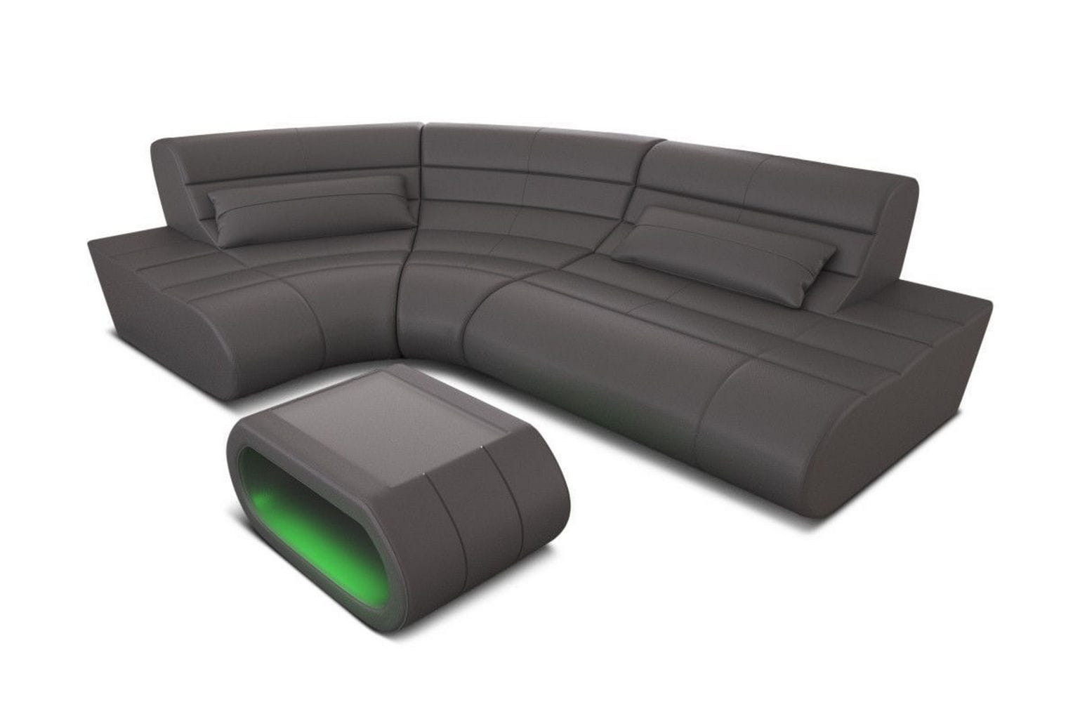 Mini Sofa Concept Kompakt L-Form aus Leder grau