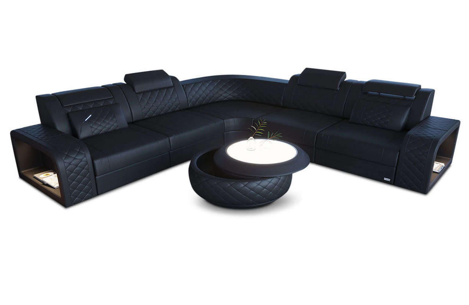 Mini Ecksofa Foggia Leder Schwarz