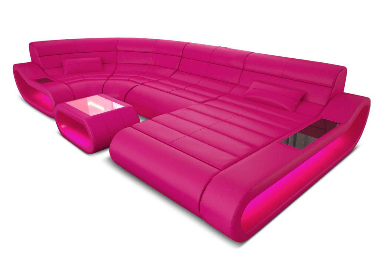 Wohnlandschaft Concept U-Form aus Leder pink