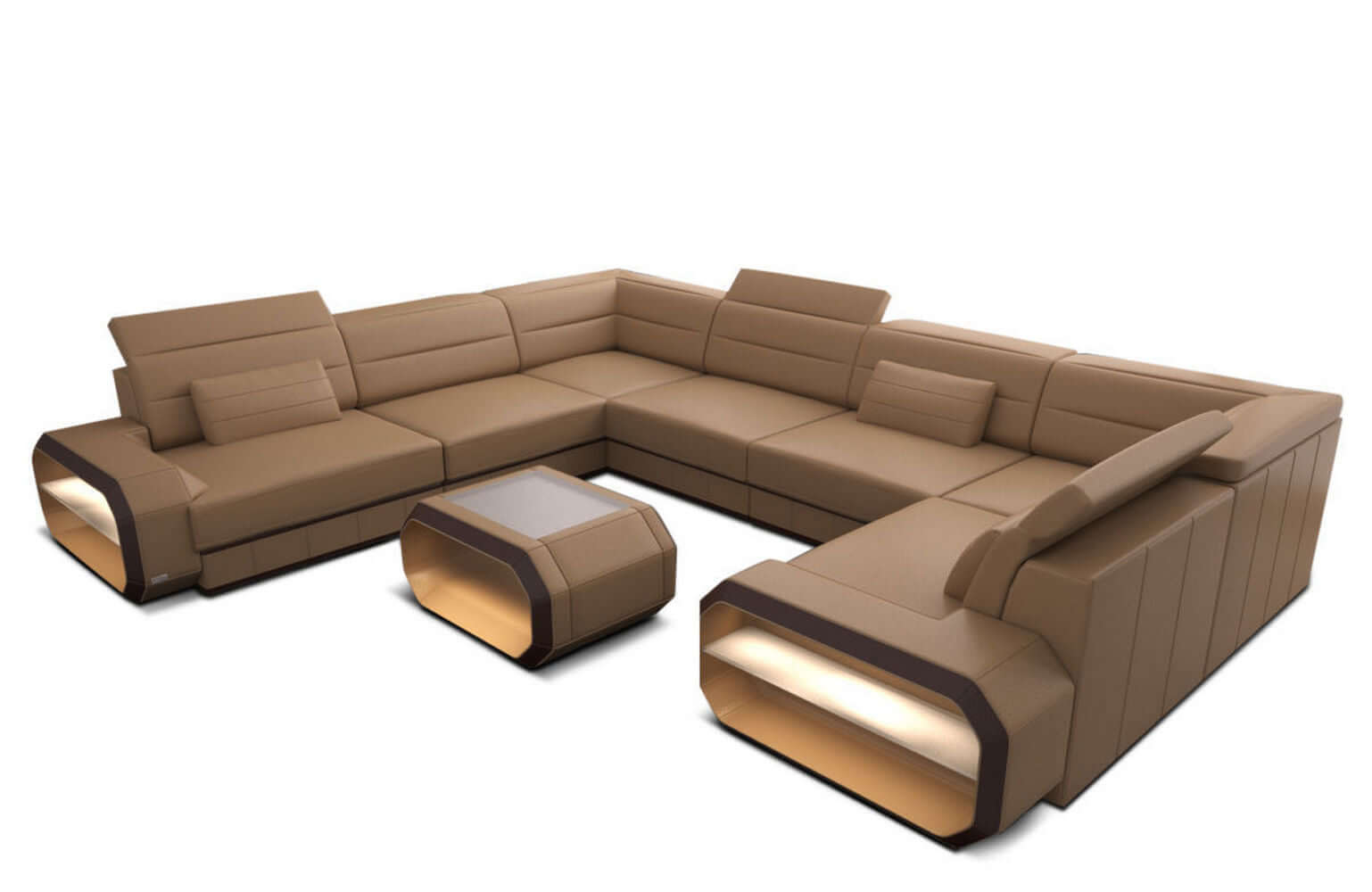 Leder Wohnlandschaft Verona U-Form Mini