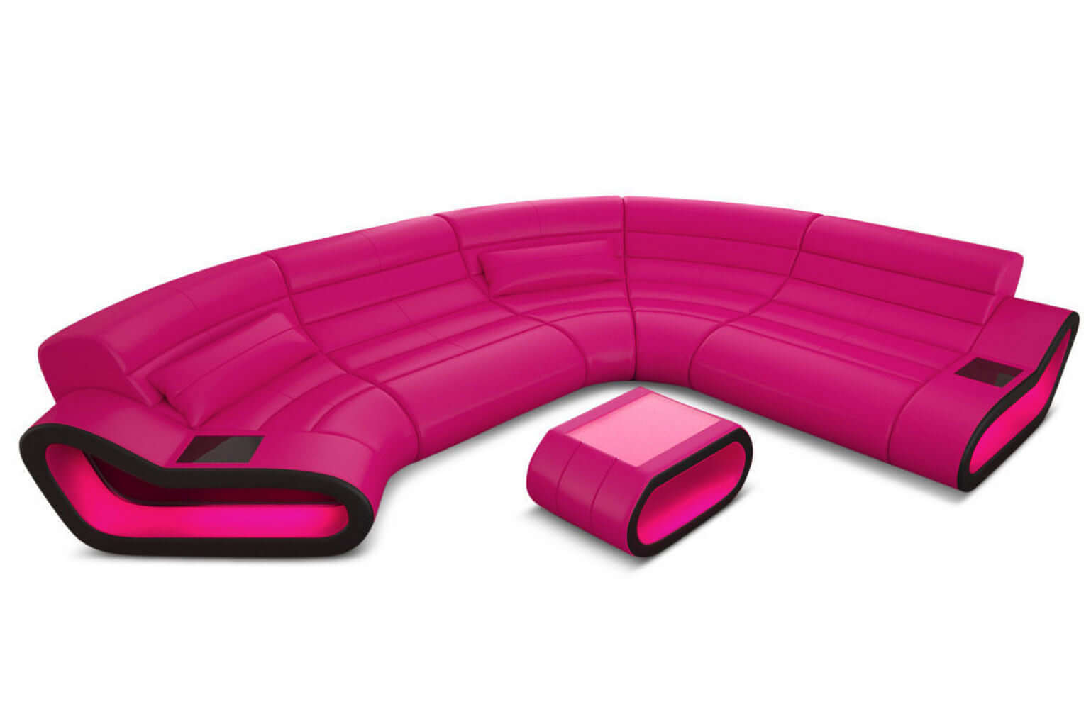 Leder Wohnlandschaft Concept C – Eleganz & Komfort pink-schwarz