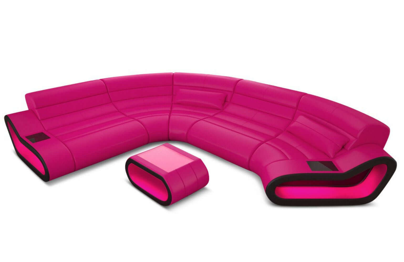 Leder Wohnlandschaft Concept C – Eleganz & Komfort pink-schwarz