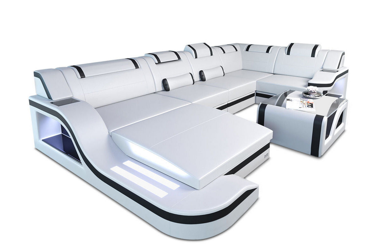 Design Wohnlandschaft Palermo U-Form mit LED