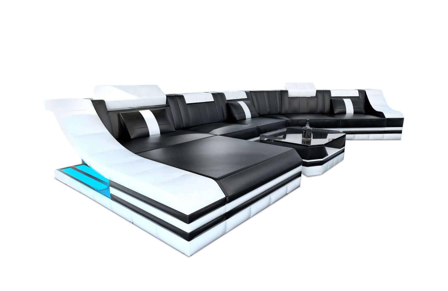 Mini Sofa Turino Cl aus Leder schwarz-weiss