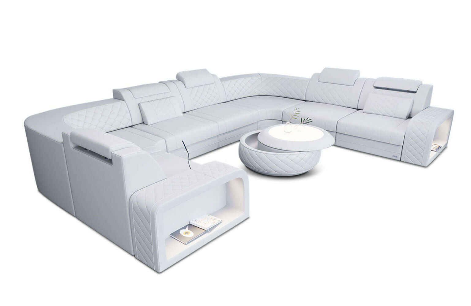 Mini Leder Wohnlandschaft Foggia – Modern und Komfortabel Weiß