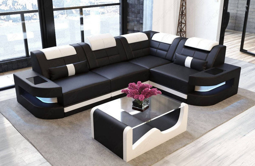 Mini Couch Como L-Form in Leder USB