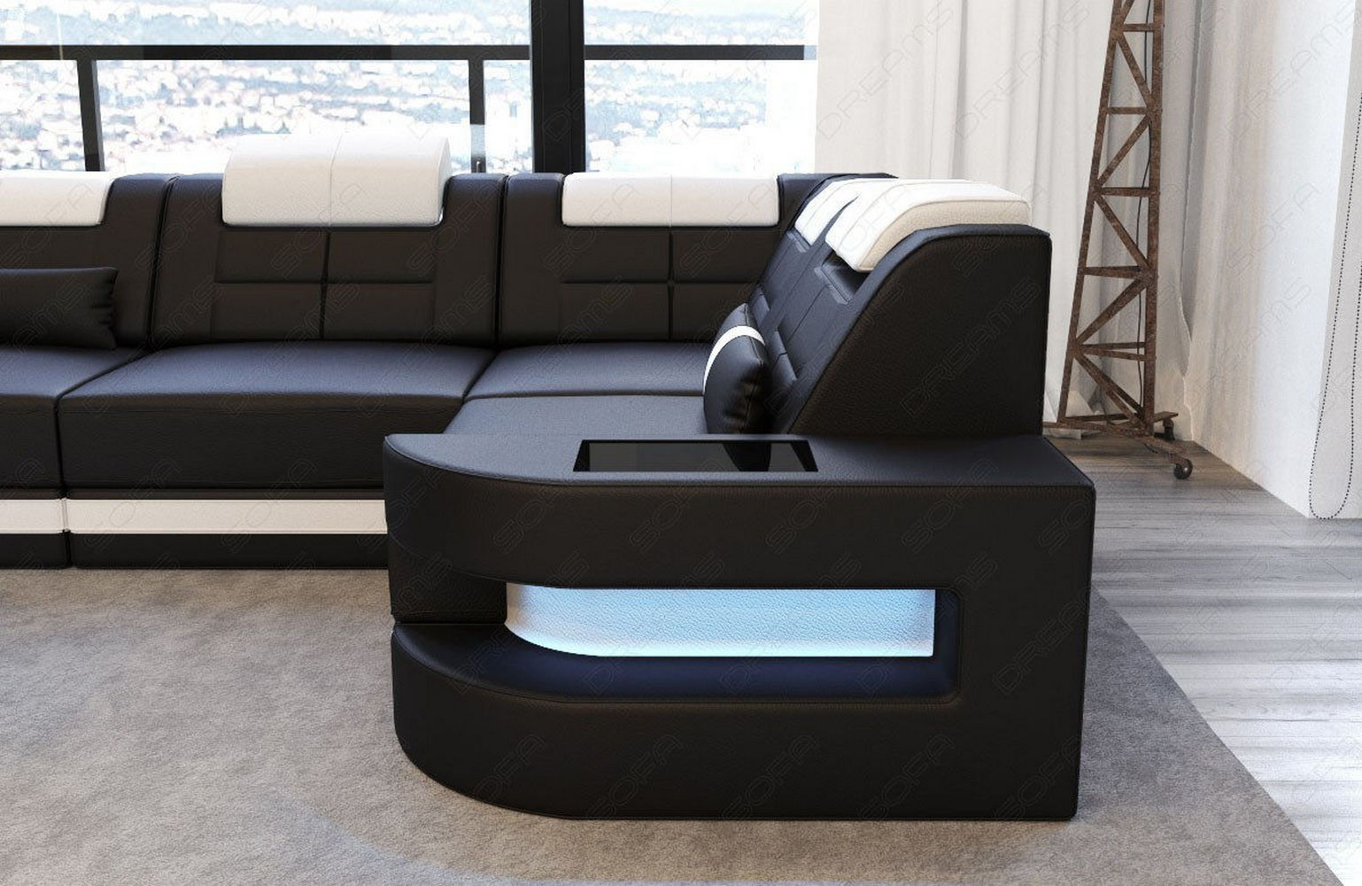Mini Designersofa Como L-Form Leder für Wohnzimmer - Bild 3
