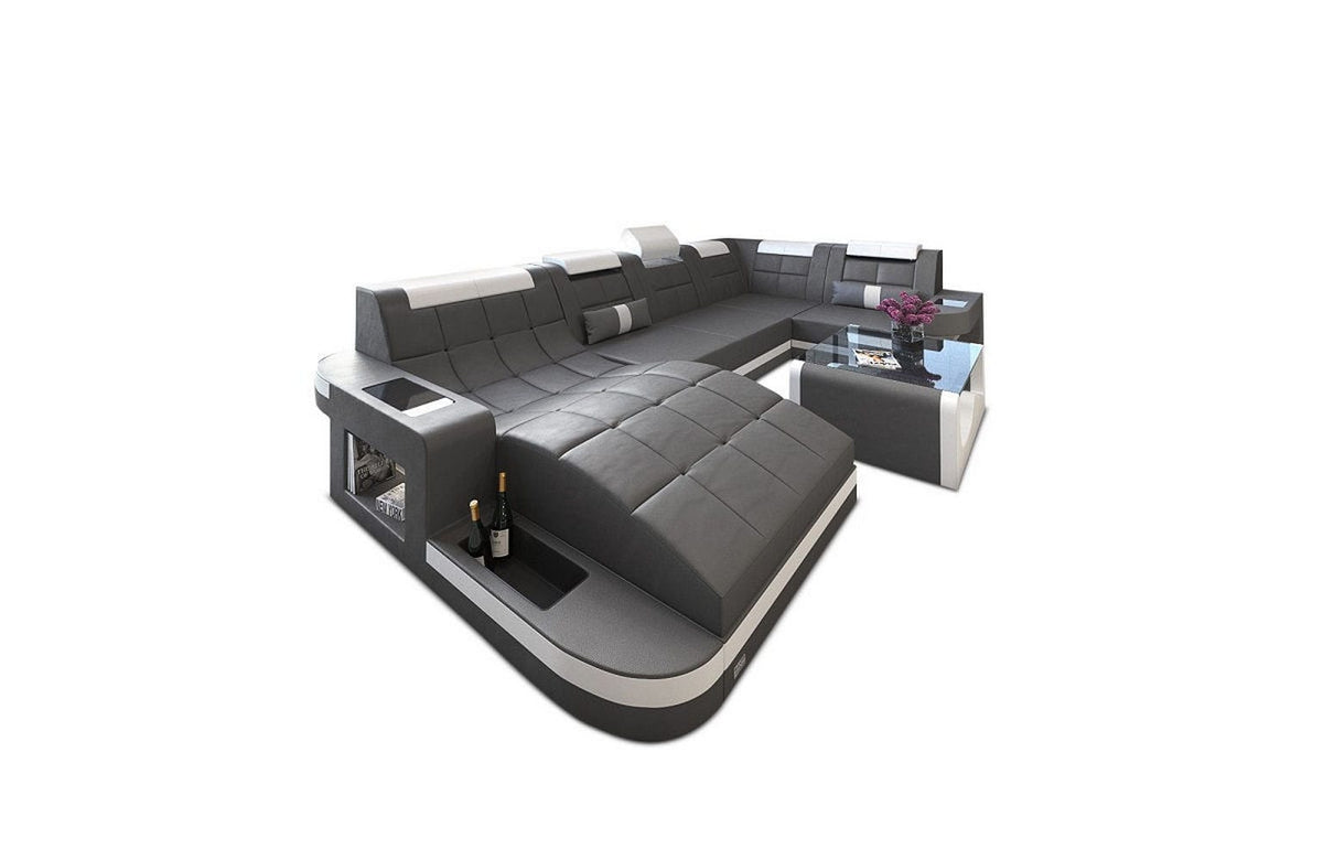 Designsofa Relax Wave U-Form aus Leder