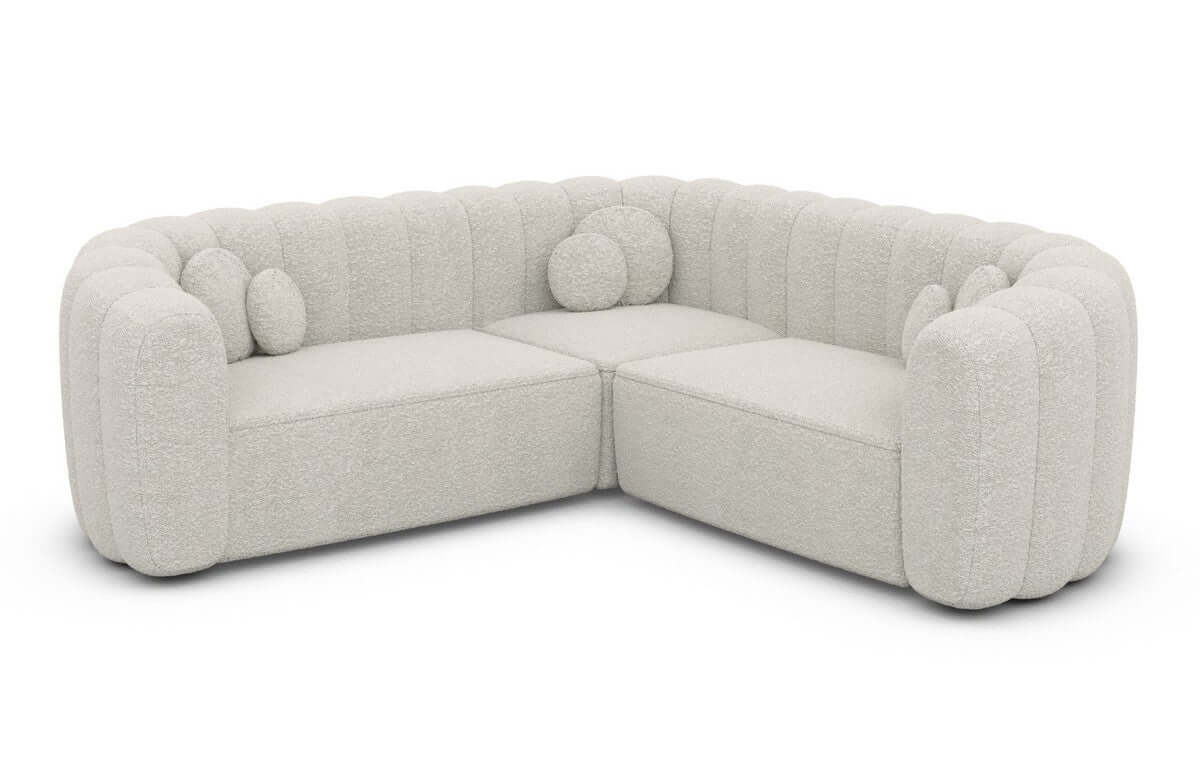 Stoff Ecksofa Almeria L-Form Pearl