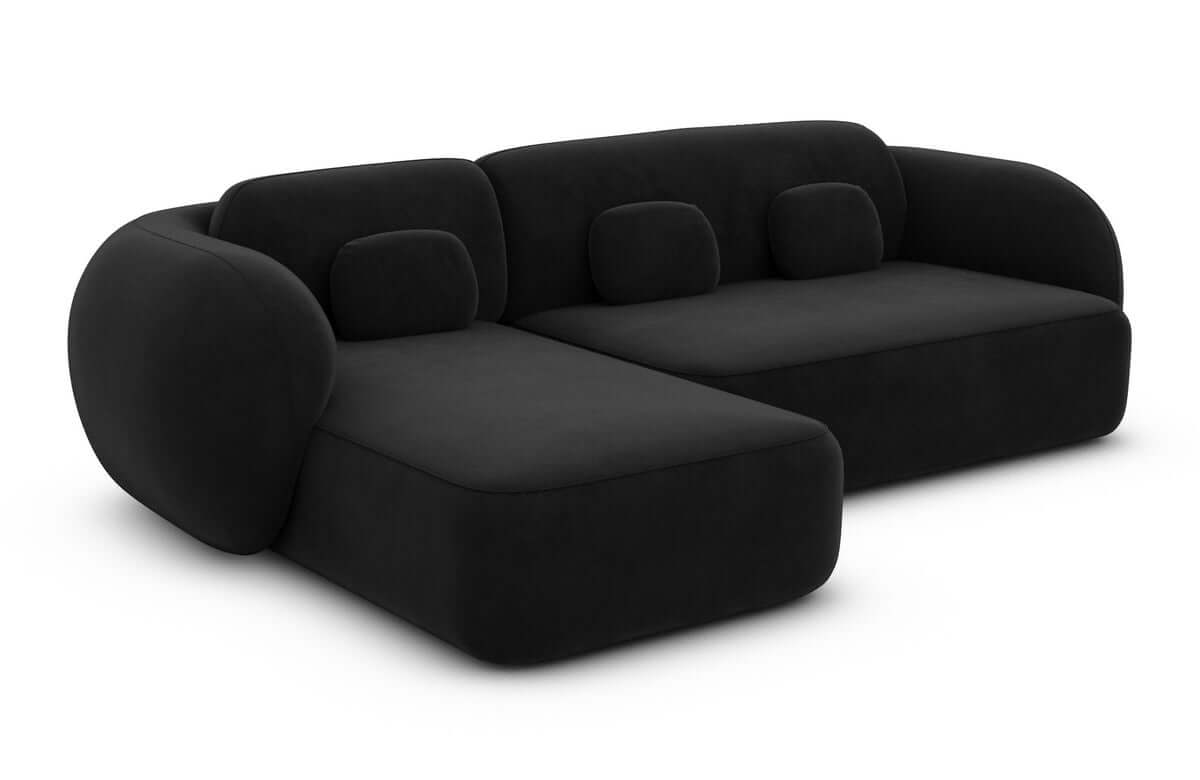 Ecksofa Altea L-Form aus Stoff Schwarz