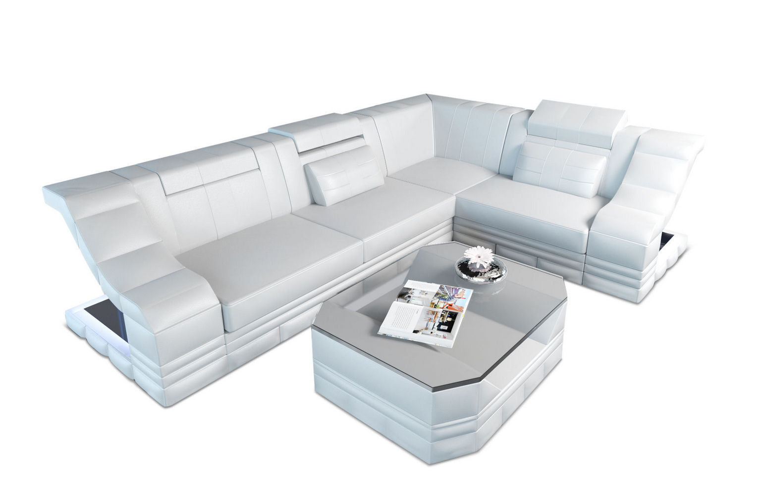 Ecksofa Bianchi – Leder & Komfort weiß
