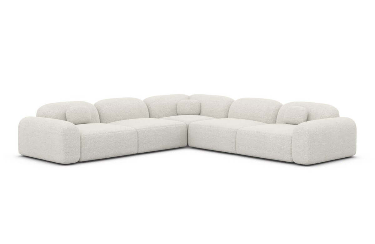 Ecksofa Barcelona L-Form aus Stoff Weiß
