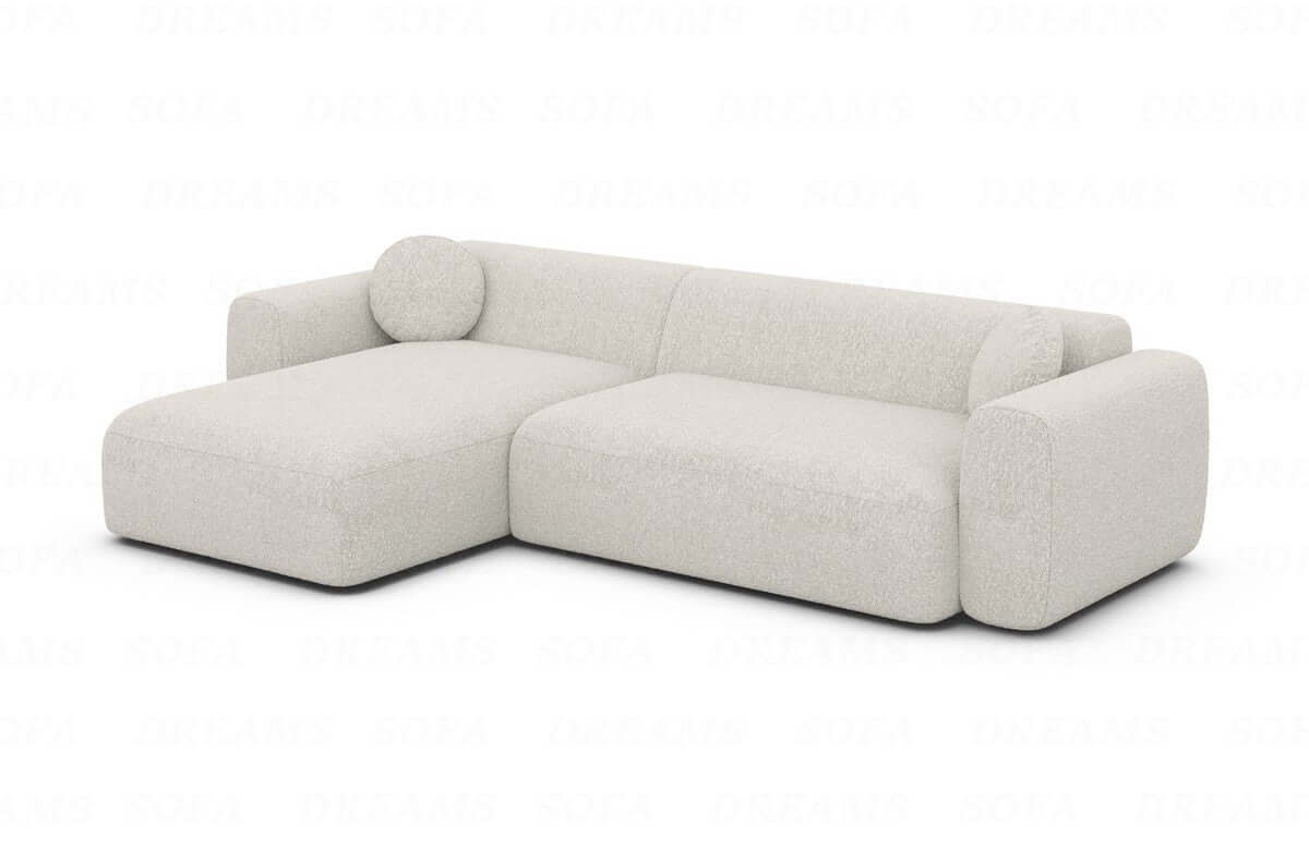 Ecksofa Cortegada L-Form aus Stoff Kurz Pearl