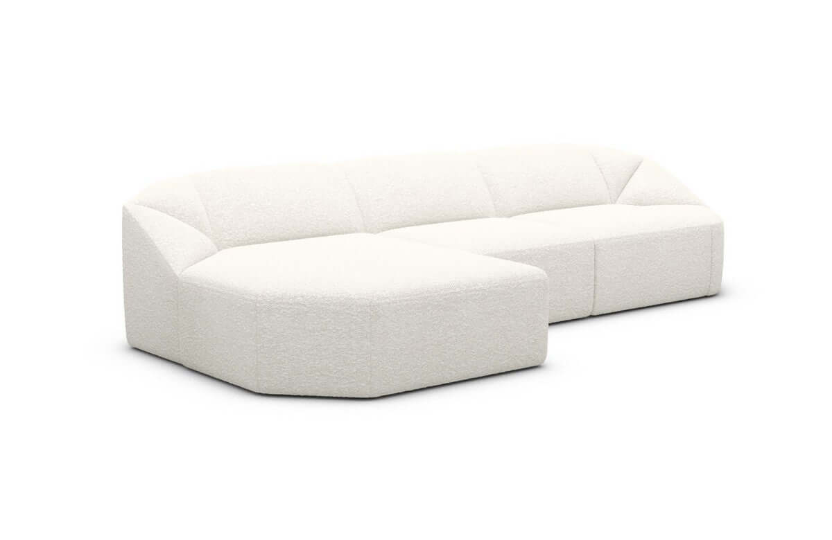 Stoff Ecksofa Cabrera L-Form Kurz Weiß