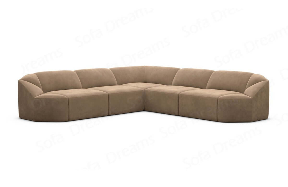 Samtstoff Ecksofa Cabrera L Form Braun