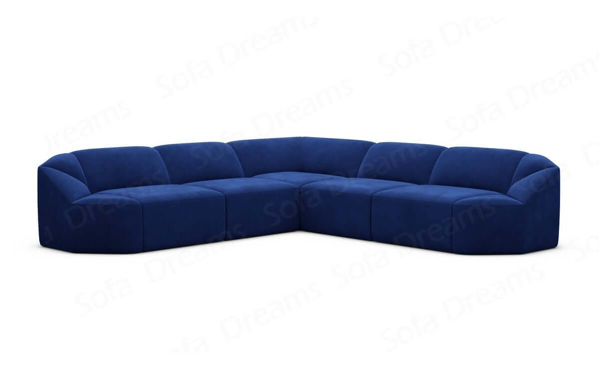 Samtstoff Ecksofa Cabrera L Form Dunkelblau