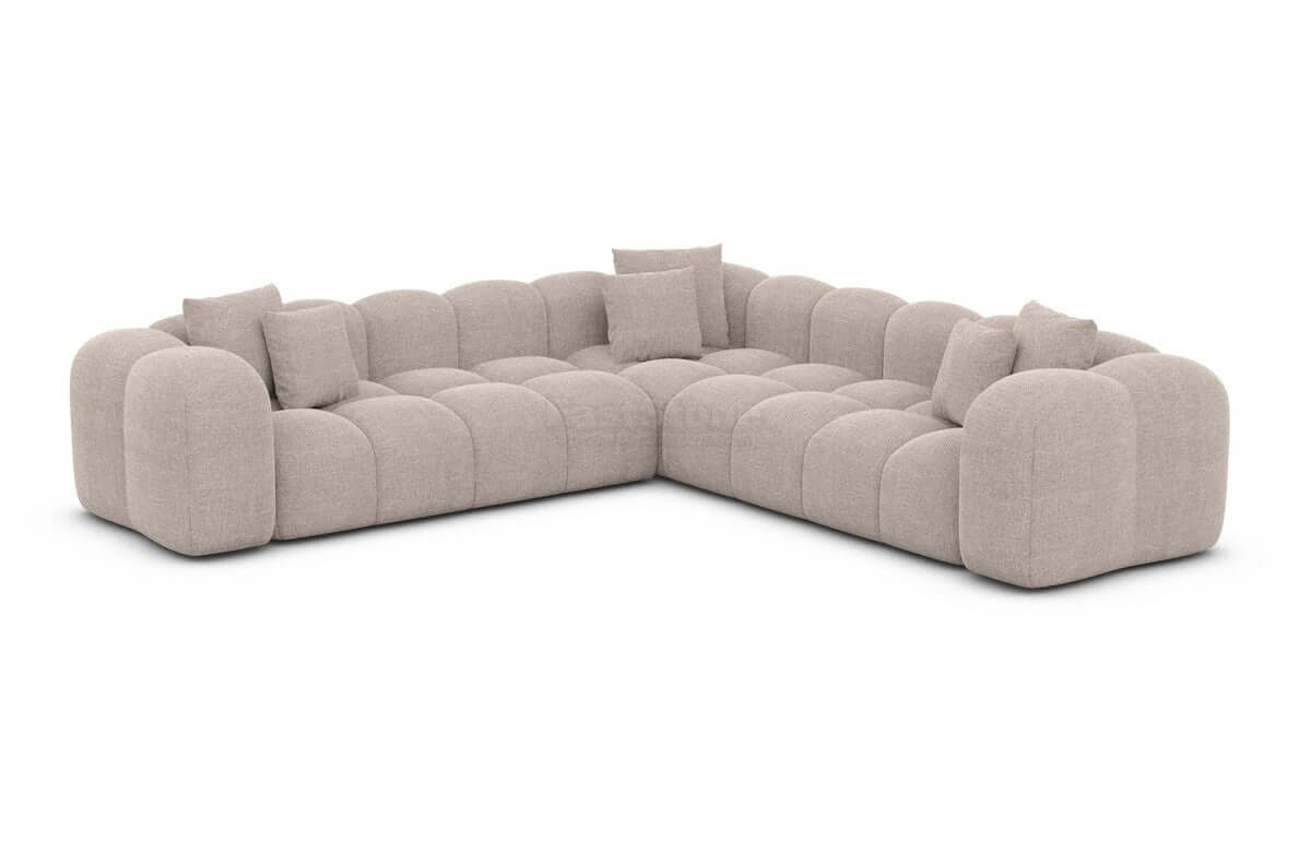 Ecksofa Formentera L Form aus Samtstoff beige