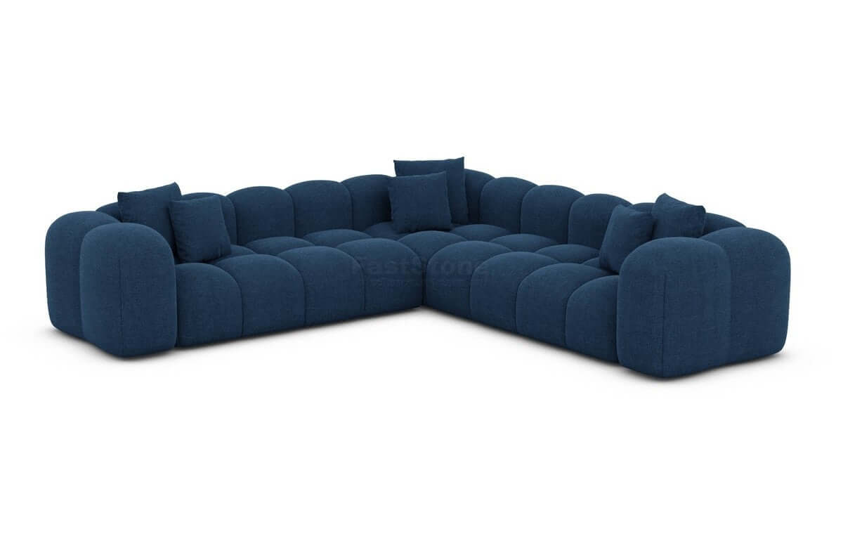 Ecksofa Formentera L Form aus Samtstoff blau