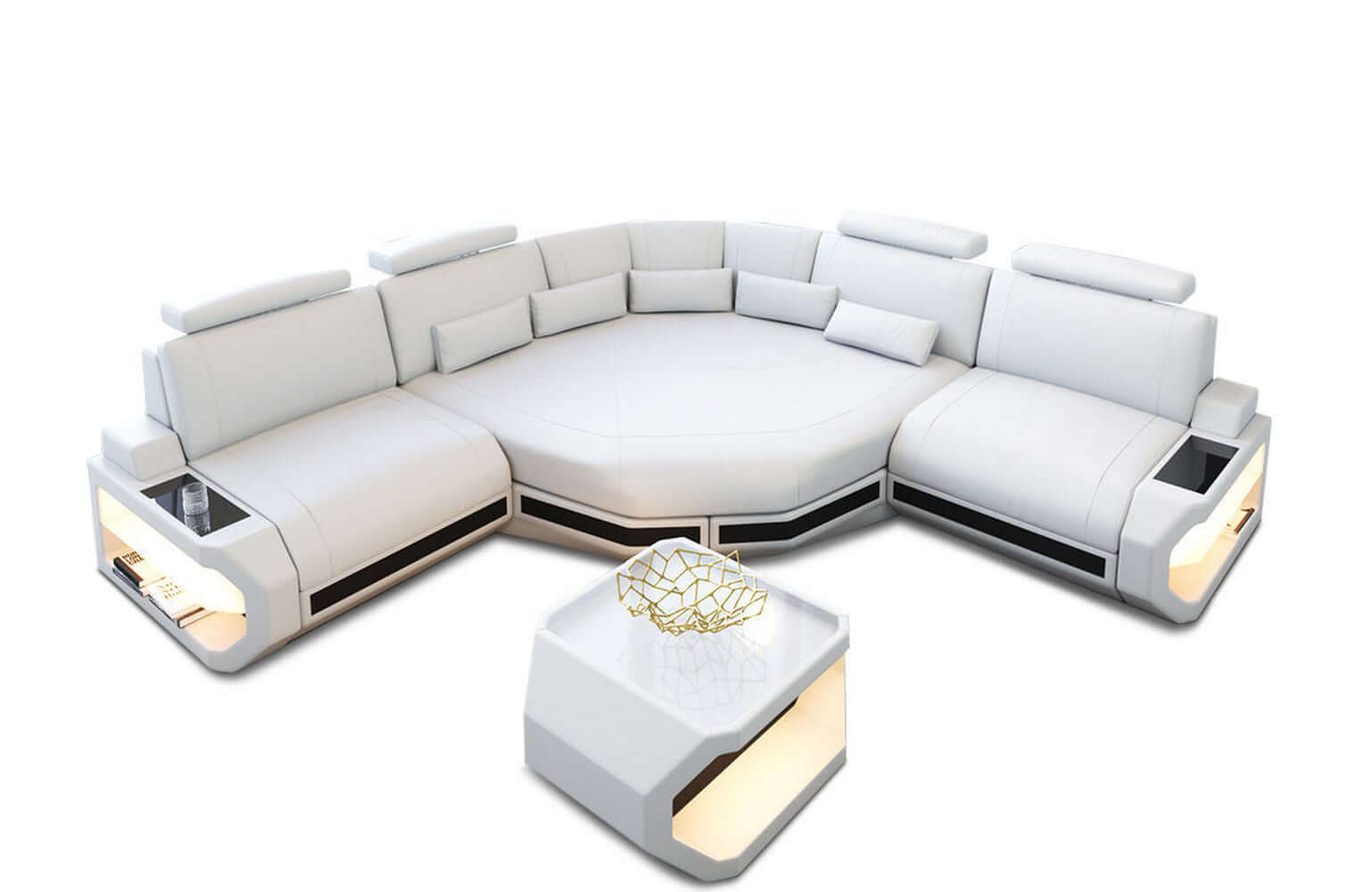 Mini Ecksofa Asti Kompakt L Form weiß-schwarz
