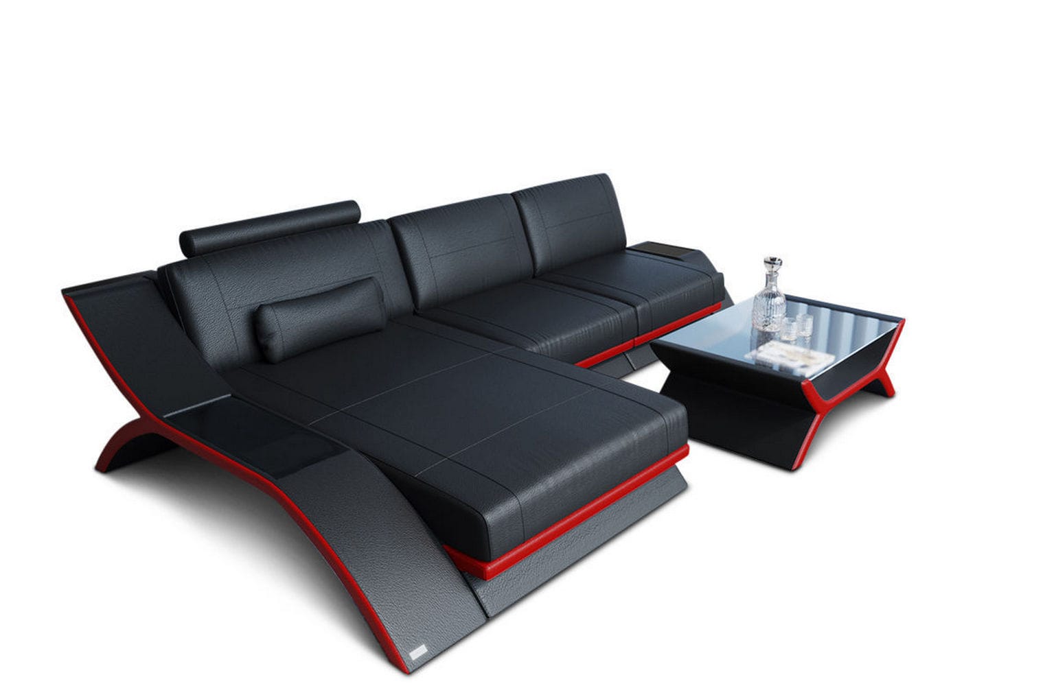 Ecksofa Calabria Leder – Komfort und Stil schwarz-rot