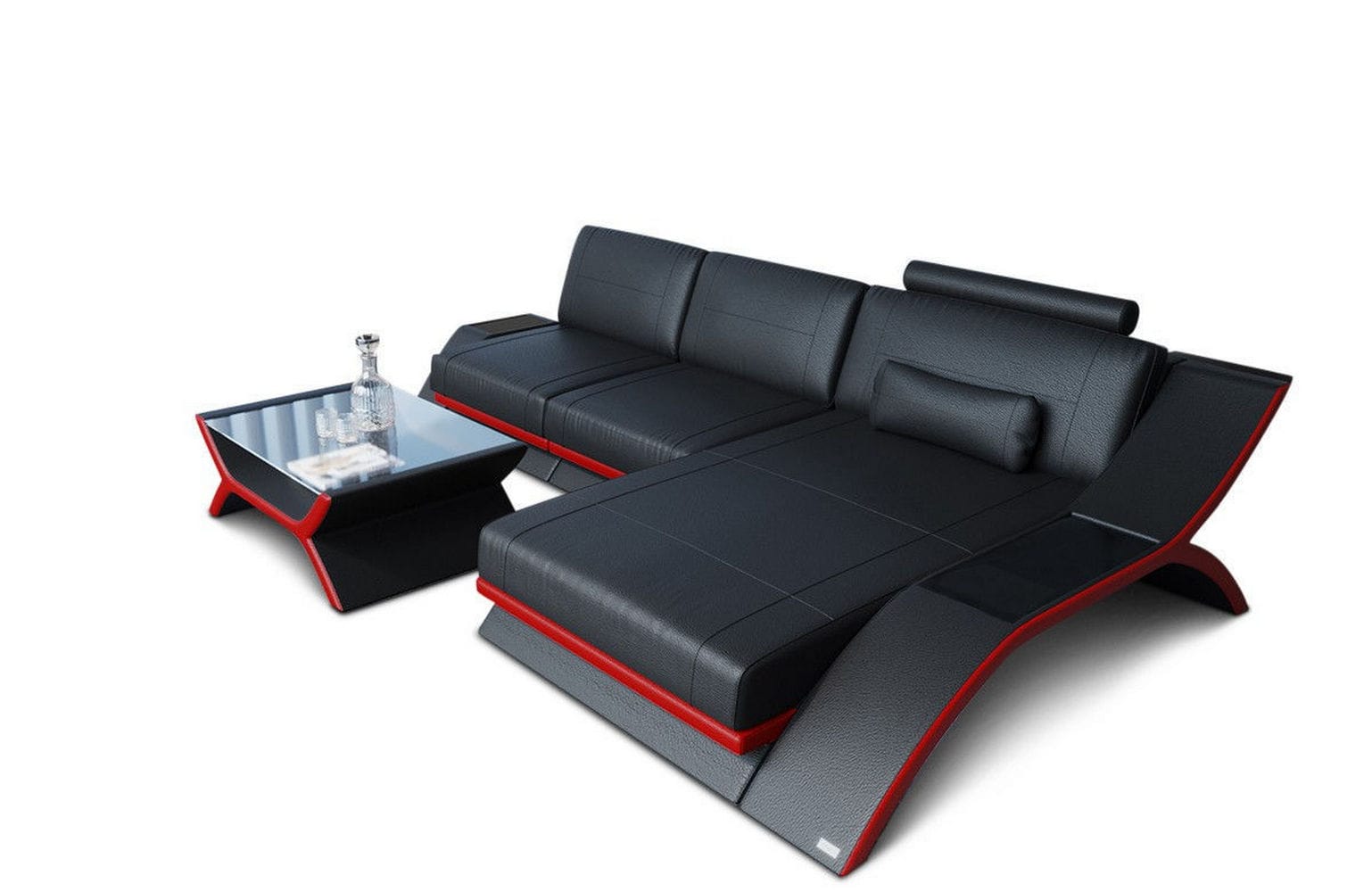 Ecksofa Calabria Leder – Komfort und Stil schwarz-rot
