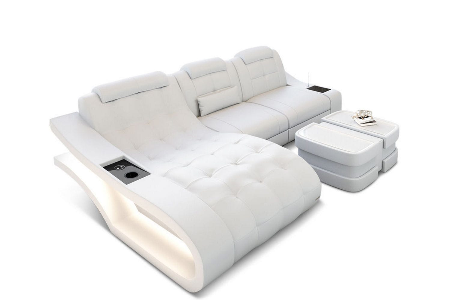 Ecksofa Elegante – Leder & Komfort weiß