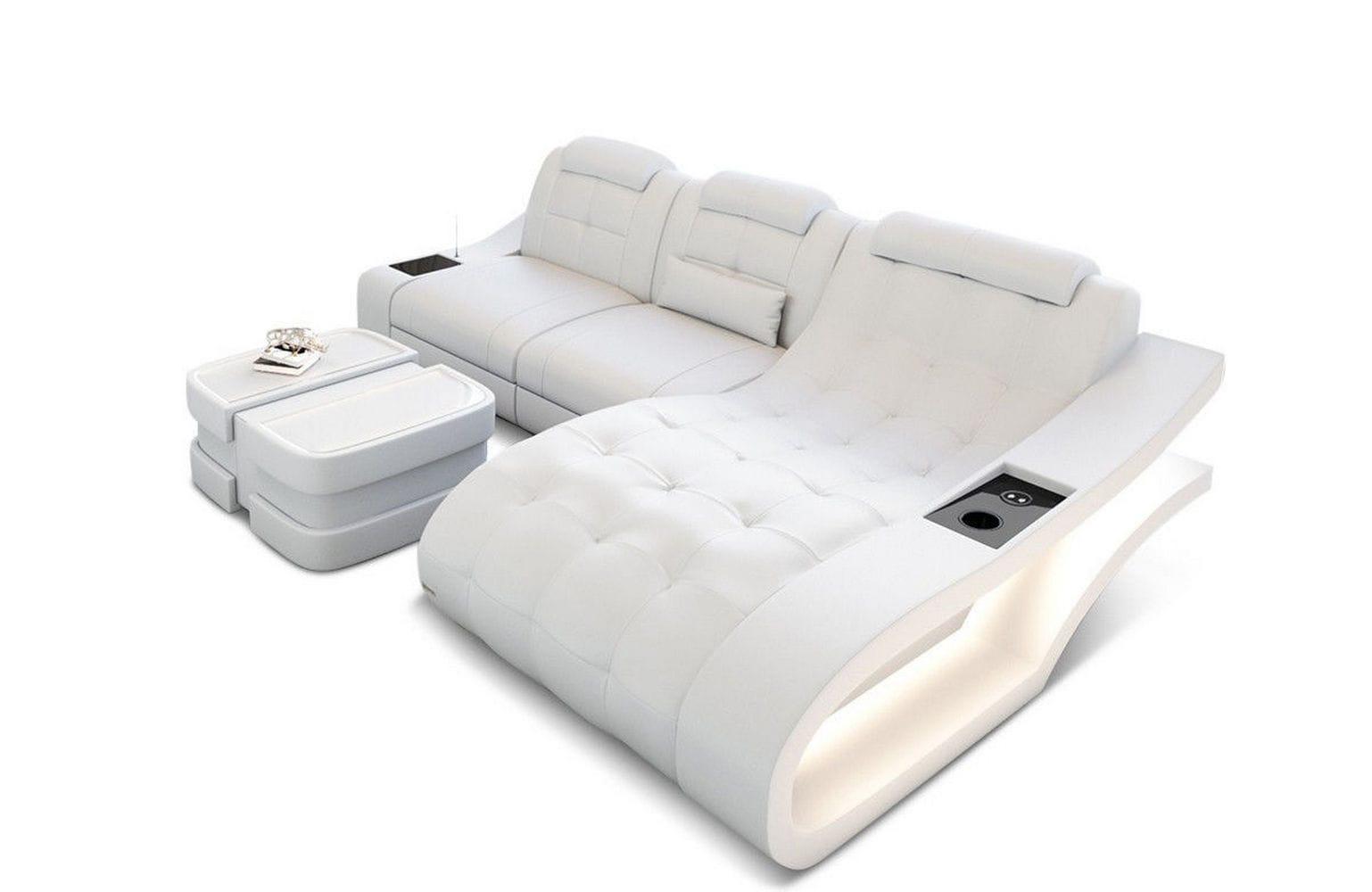 Ecksofa Elegante – Leder & Komfort weiß