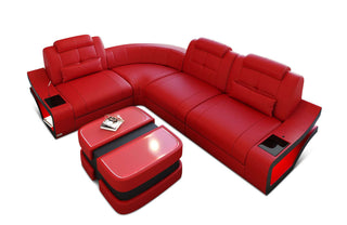 Mini Ecksofa Elena – Komfortabel und aus Leder in Kunstleder und der Farbe Rot und Schwarz - Ausrichtung links