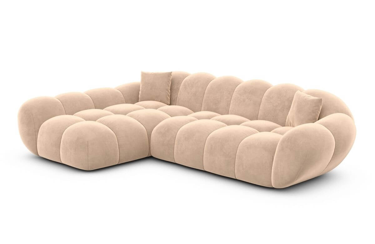 Couch Maleron L-Form in Stoff Beige