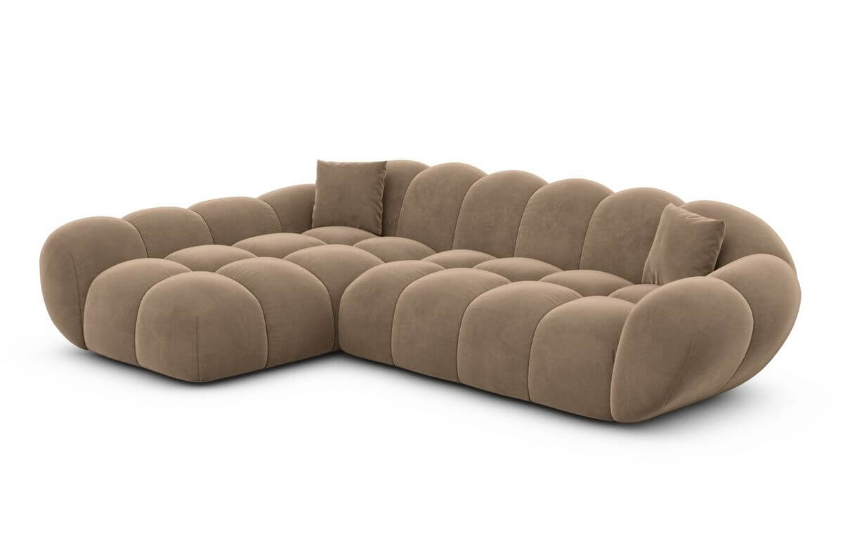 Couch Maleron L-Form in Stoff Braun