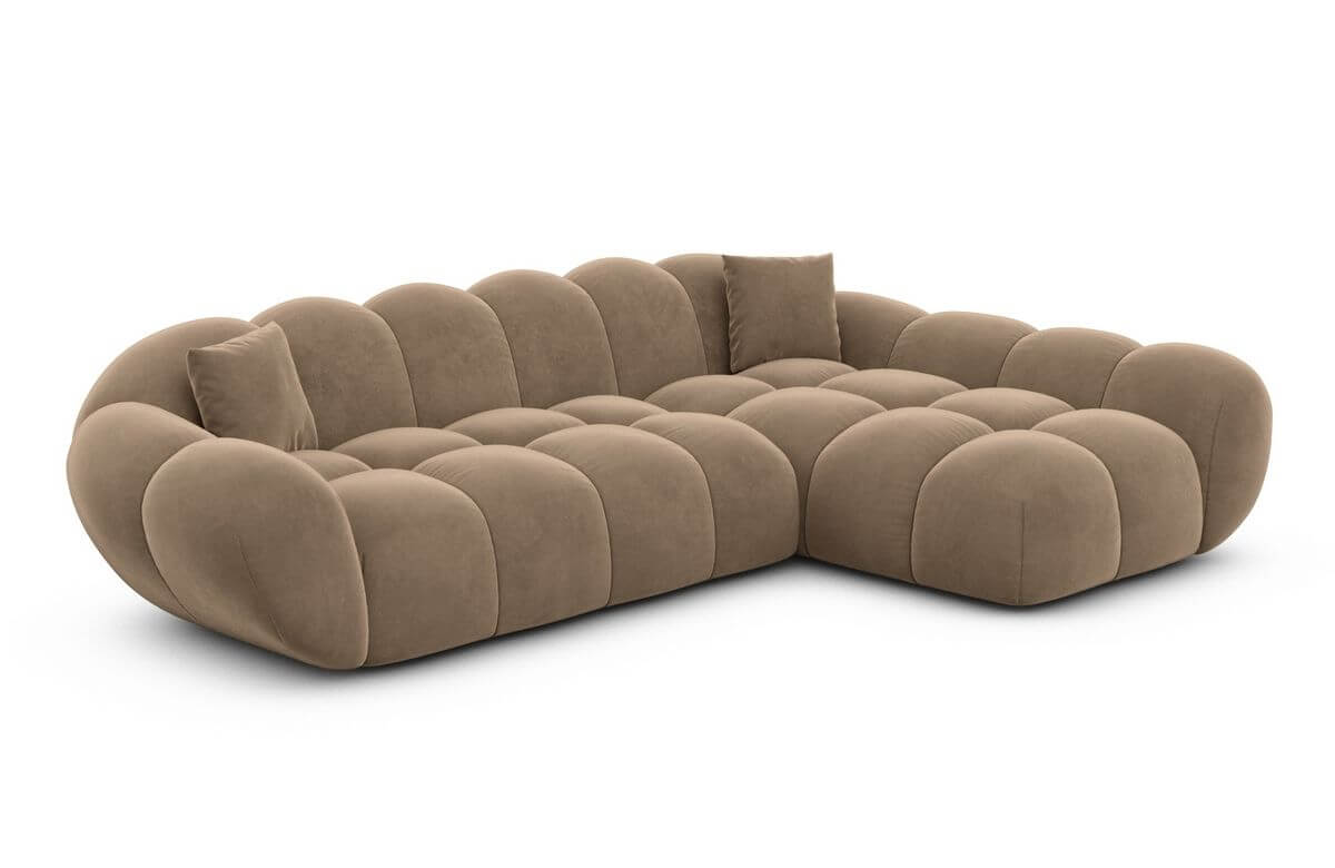 Couch Maleron L Form Stoff Braun