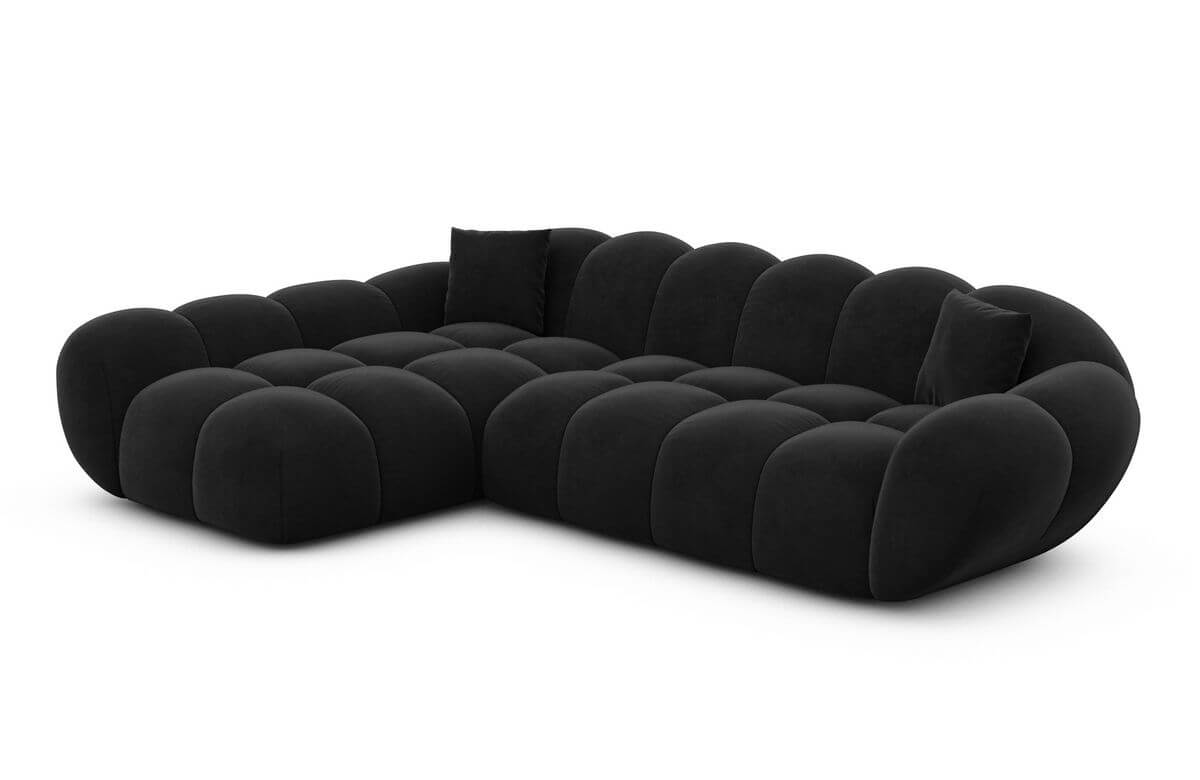Couch Maleron L Form Stoff Schwarz