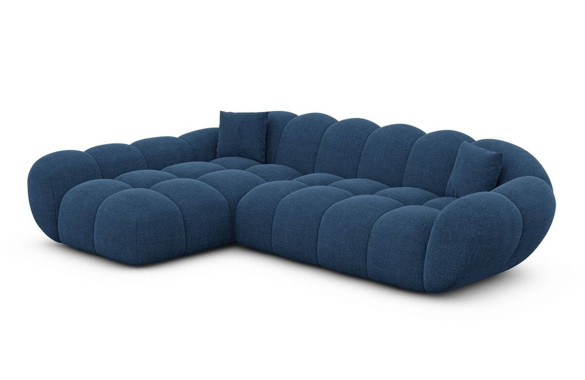 Couch Maleron L Form in Stoff blau