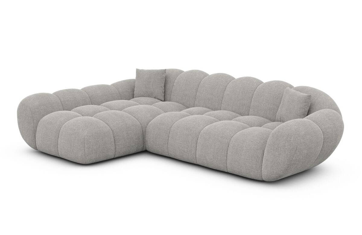 Ecksofa Maleron L Form kurz Hellgrau