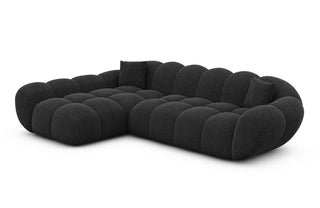 Ecksofa Maleron L Form kurz in Strukturstoff und der Farbe Schwarz - Ausrichtung links