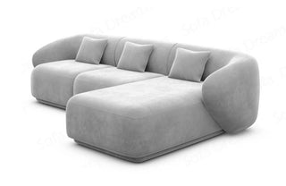 Ecksofa Marbella L-Form Kurz in Samtstoff und der Farbe Hellgrau - Ausrichtung rechts