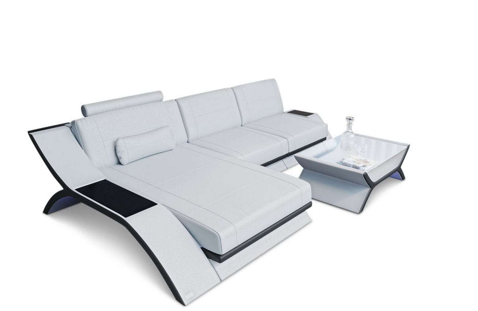 Ecksofa Calabria Leder – Komfort und Stil weiß-schwarz