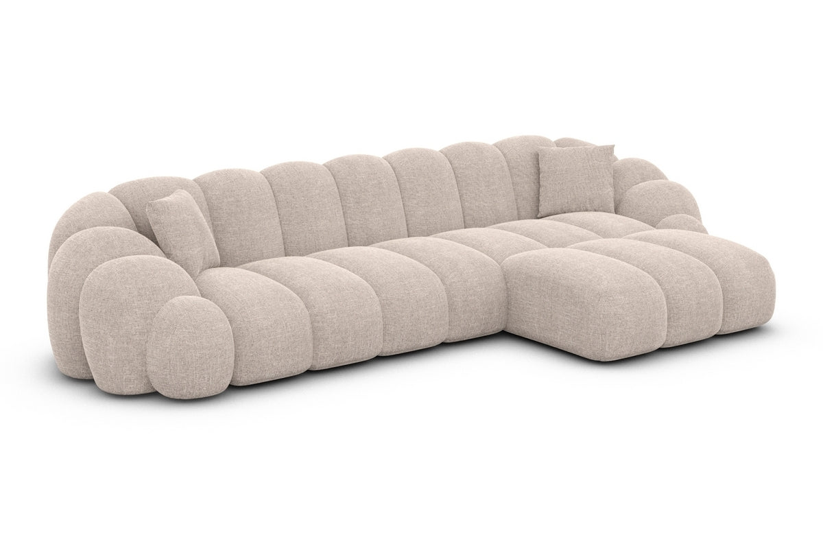 Stoff Ecksofa Rajada L-Form Kurz Beige