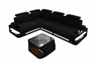 Ecksofa Siena L Stoff – Modern & Komfortabel in Strukturstoff und der Farbe Dunkelgrau und Weiß - Ausrichtung links