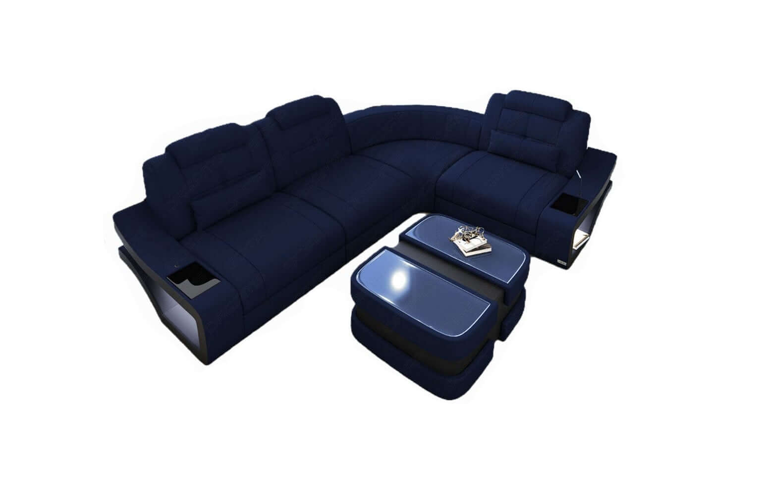 Ecksofa Elena Stoff – Modern & Komfortabel Dunkelblau-Schwarz