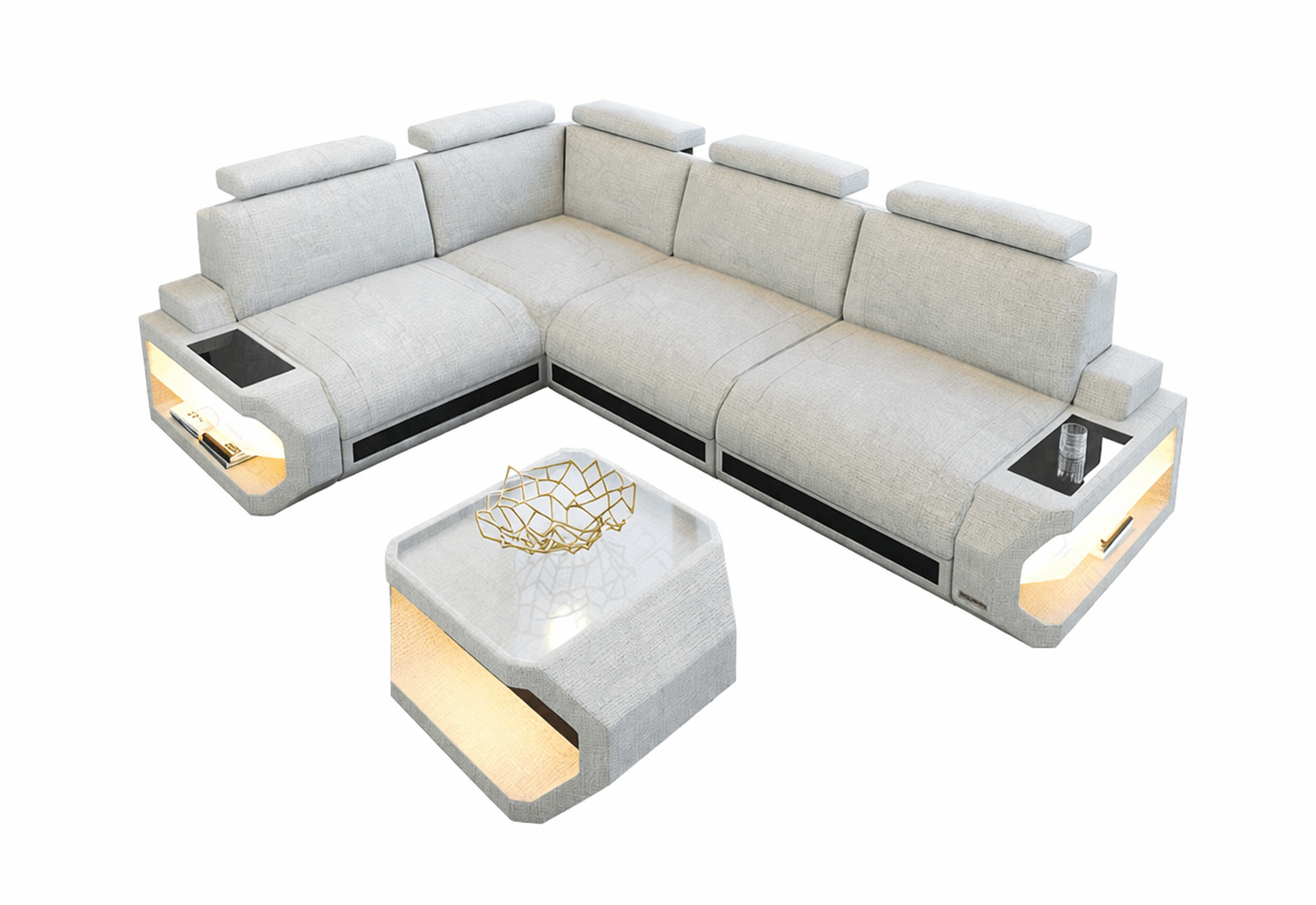 Ecksofa Siena L Stoff – Modern & Komfortabel Elfenbein-Schwarz