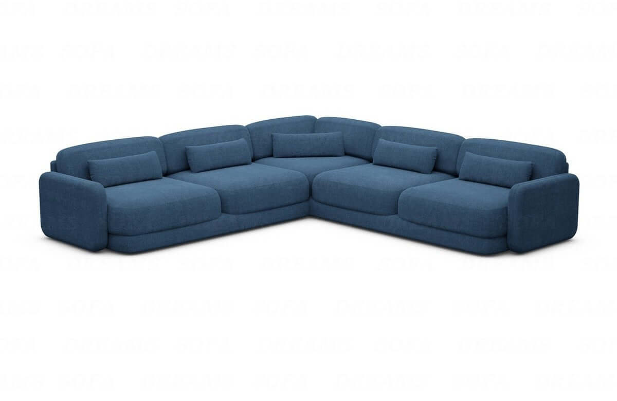 Ecksofa Valencia L-Form aus Stoff Blau